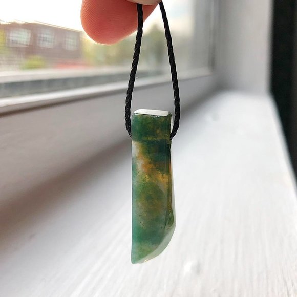 Moss Agate Long Stick Necklace/Choker - Picture 2 of 5